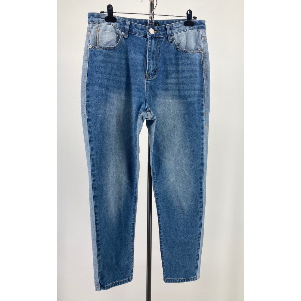 Nasty Gal Womens Jeans High Rise Straight Leg Cropped Contrast Panels Size 6